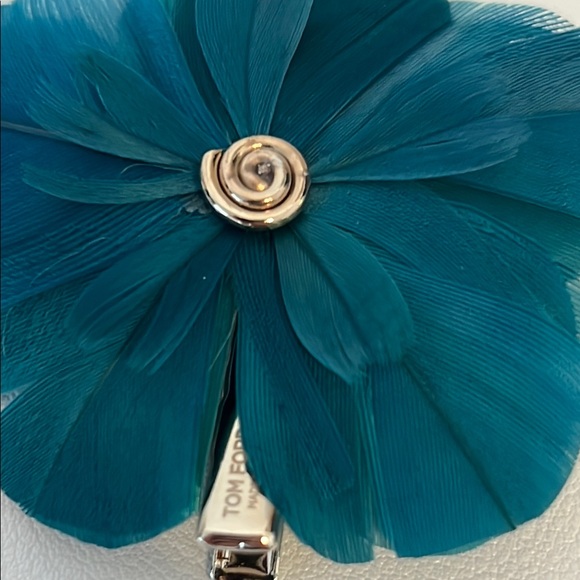 Tom Ford Turquoise Feather Hair Clip Brooch NWT